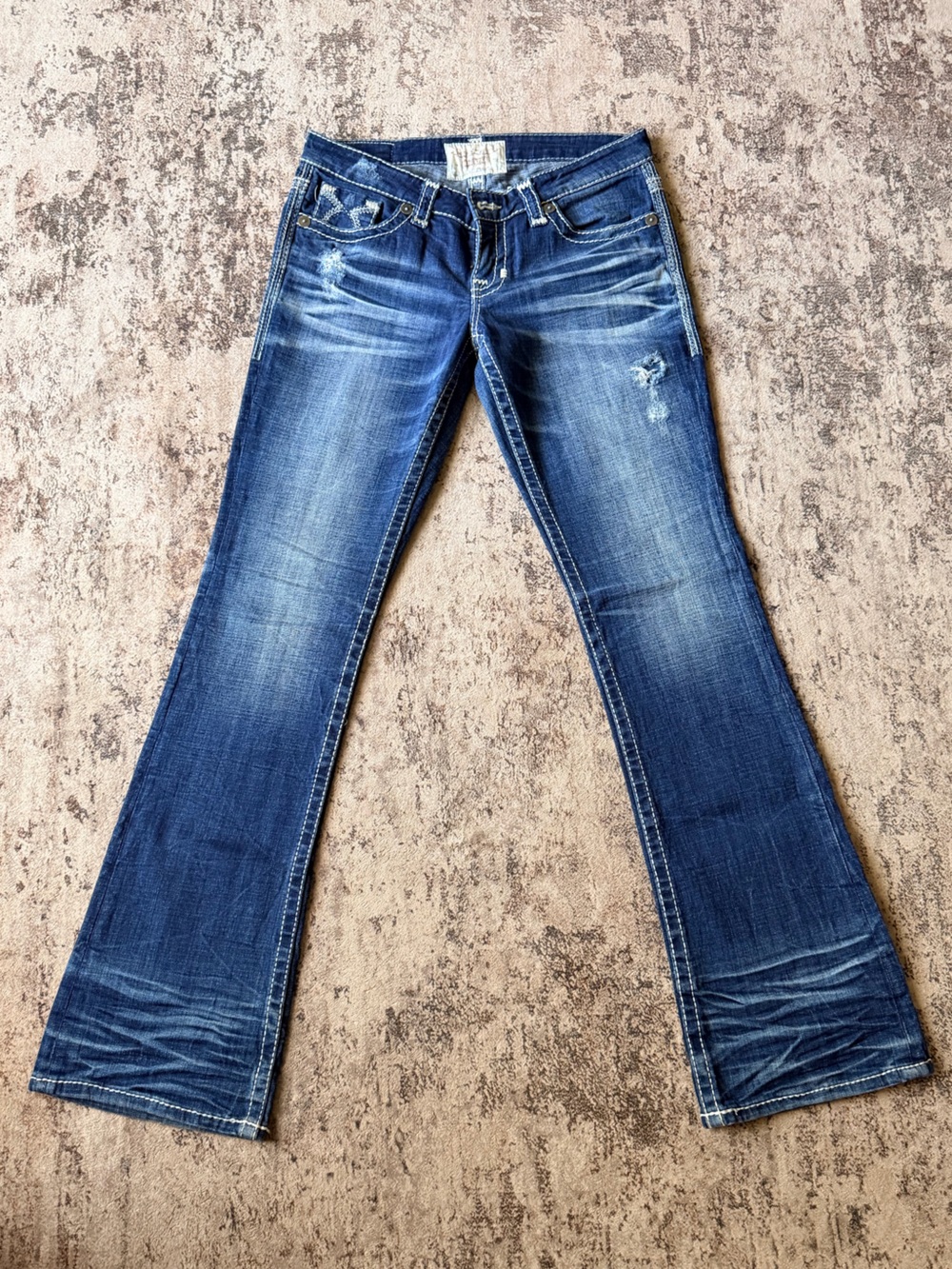 Big Star Women's Distressed Medium Blue Flare Jeans